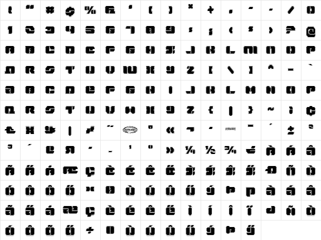 Dan Stargate Pro Regular  glyph index