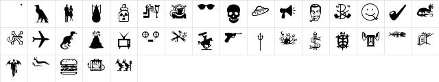 BOBCO Regular  glyph index