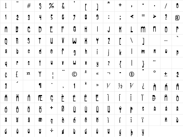 Borlog-Borlog Regular  glyph index