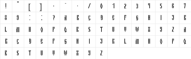 Russian Land Regular  glyph index