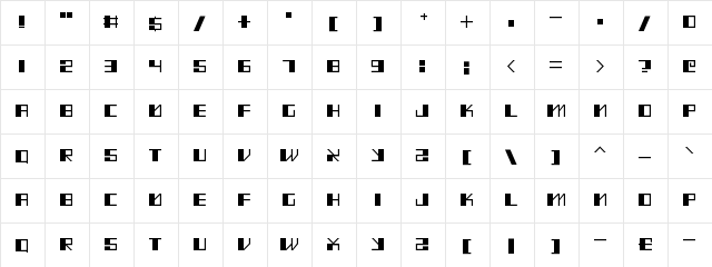 Mad Meka Regular  glyph index