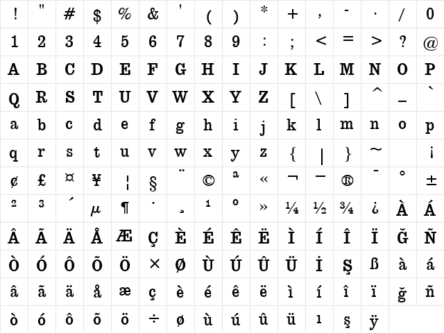 00397 Regular  glyph index