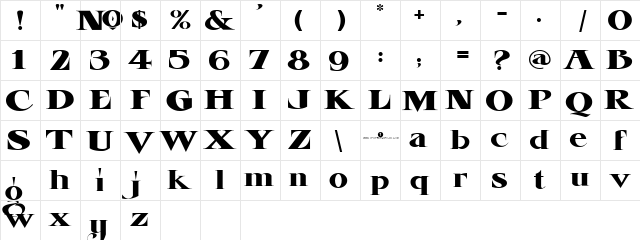 LHF Esoteric New REG Regula  glyph index