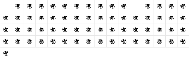 KR Movie Time Regular  glyph index
