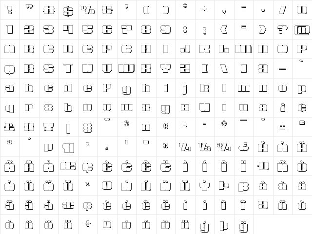 Nolo Contendre 3D Regular  glyph index