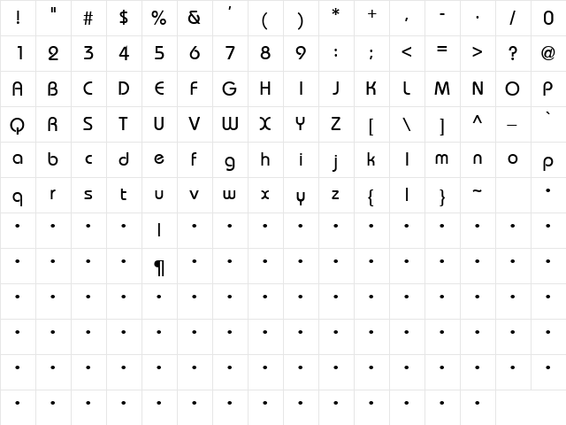 QTDoghaus Regular  glyph index