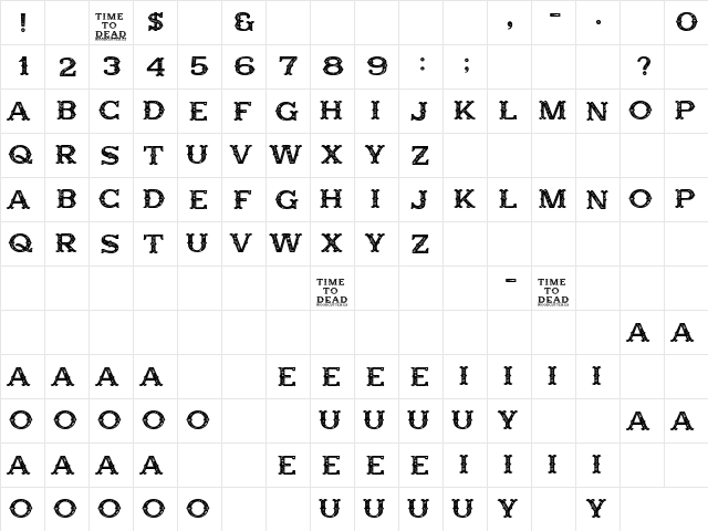 Time to Dead Regular  glyph index