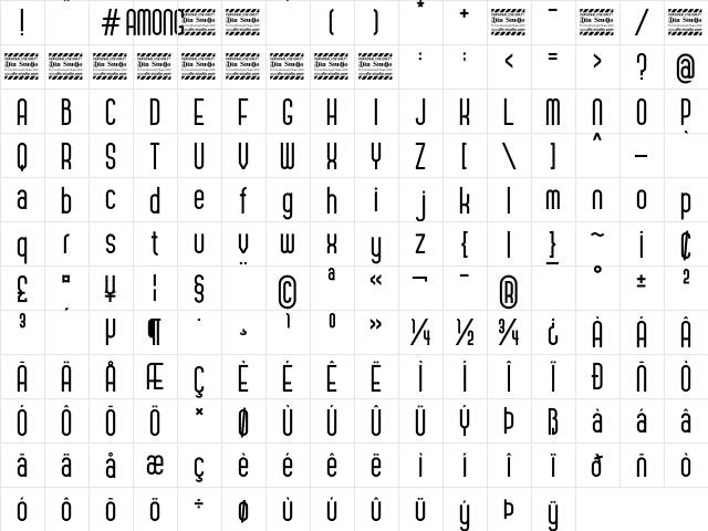 Among Personal Use Regular  glyph index