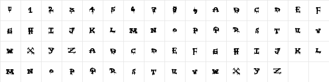 FreakyNight Regular  glyph index