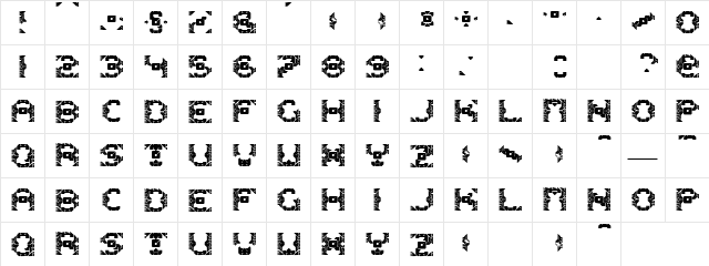 QuickQuiz Regular  glyph index