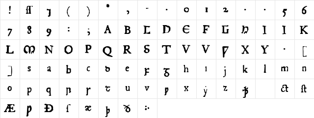 JuniusRough Regular  glyph index