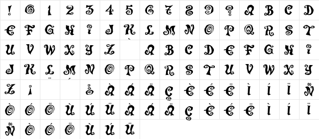 JMH Pumpkin Regular  glyph index