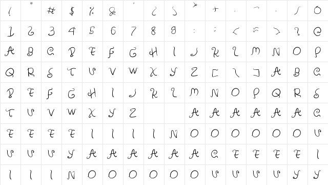 Amulman Regular  glyph index