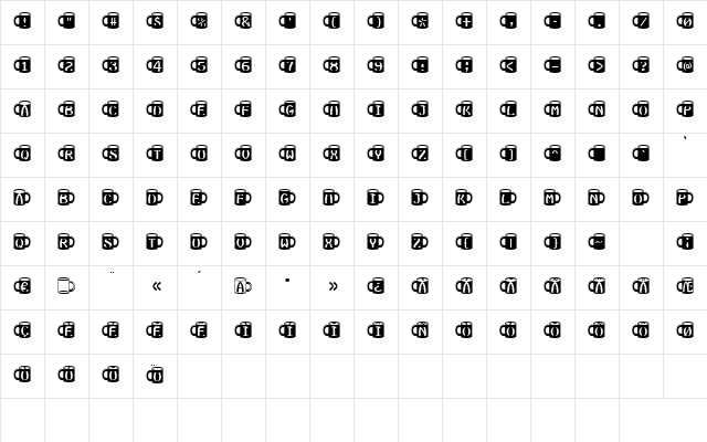 CoffeeMug Regular  glyph index