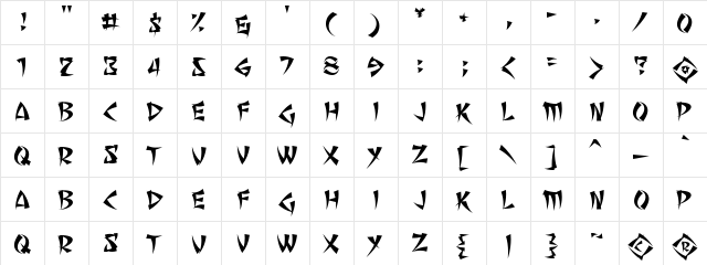 Seven Monkey Fury BB Regular  glyph index