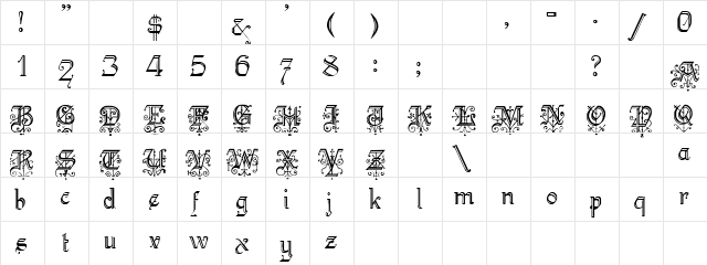 Liebig Normal  glyph index