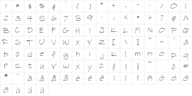 Pittipat Regular  glyph index