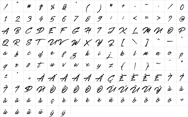 windasa Regular  glyph index