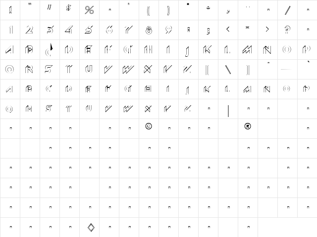 Nostrum 1 Regular  glyph index