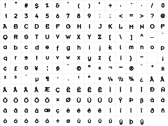 KernelAlternateSSK Bold  glyph index