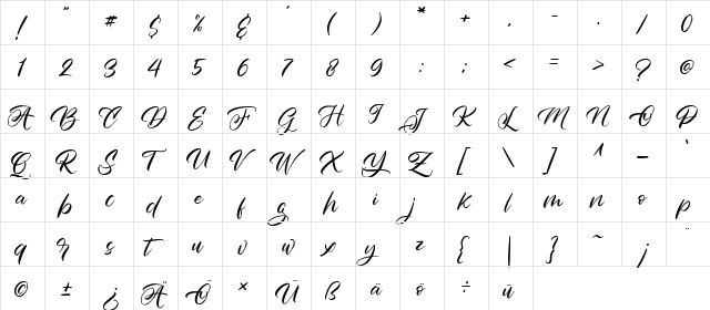 Silver Flower Regular  glyph index