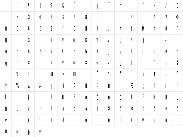 EmperorFifteen Regular  glyph index