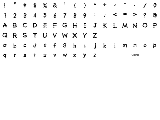 Drunker (sRB) Regular  glyph index