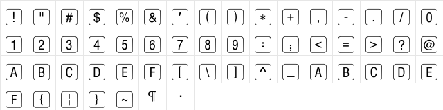 RRKeyLettersLimited-Normal Regular  glyph index