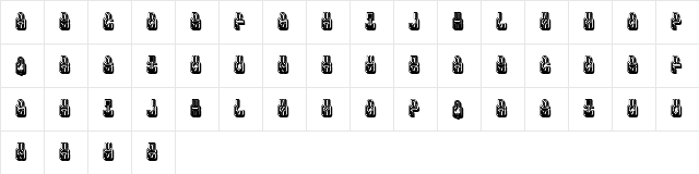 Phenomenal Regular  glyph index