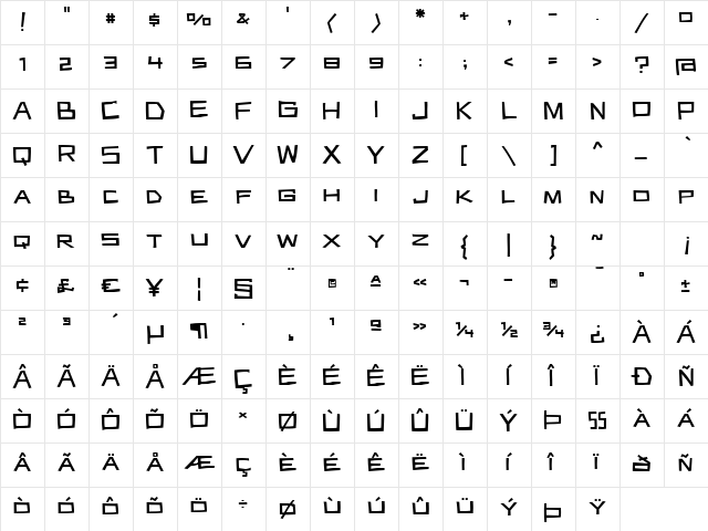 LoveAnxiety AOE Regular  glyph index