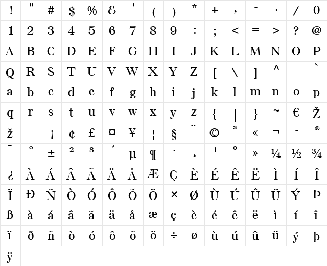 Else LT Light Bold  glyph index