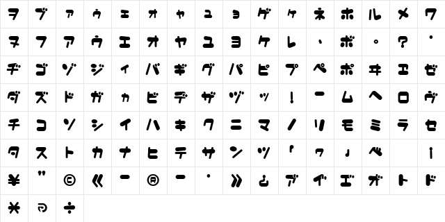 MerumoKt Regular  glyph index
