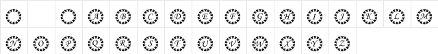 KR Ring O' Shams Regular  glyph index