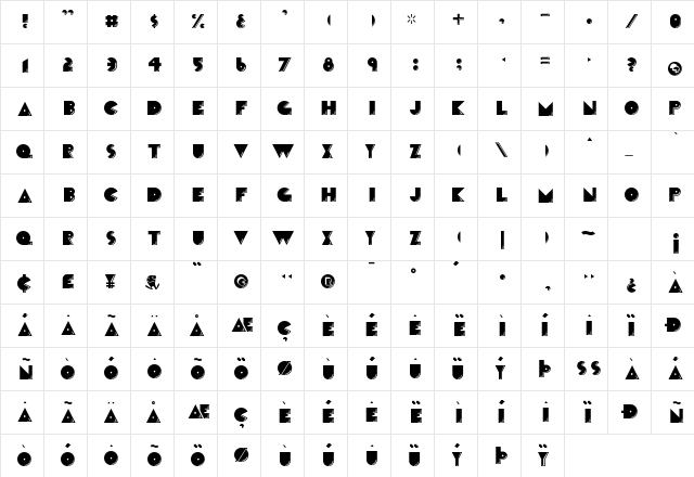 Crack Man Front  glyph index