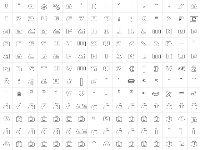 Global Dynamics Outline Regular  glyph index