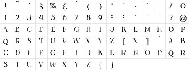 Zahra Inline Grunge Inline Grunge  glyph index