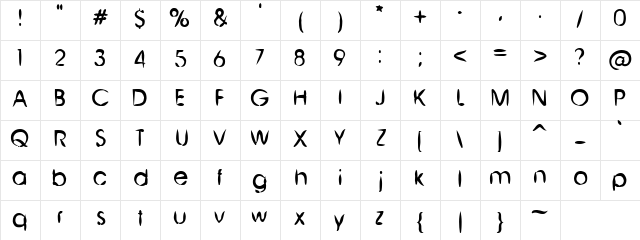 Chicken Shit Regular  glyph index