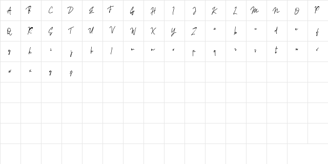 Sinteria Regular  glyph index