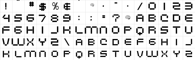 Digitalema Regular  glyph index