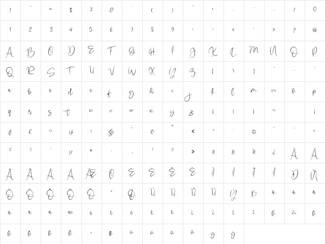 queenbee Regular  glyph index
