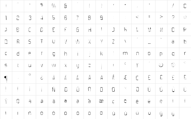 Forgotten Futurist Gaunt Regular  glyph index