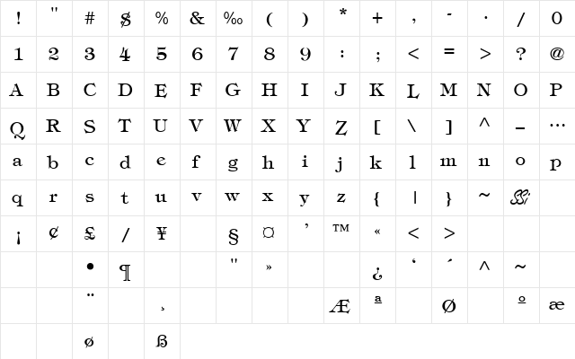 Sophisticate Light SSi Light  glyph index