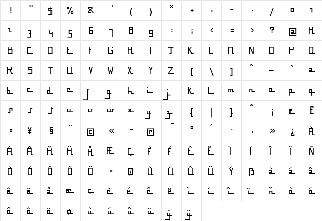 BousniCarre LT Std Medium Regular  glyph index