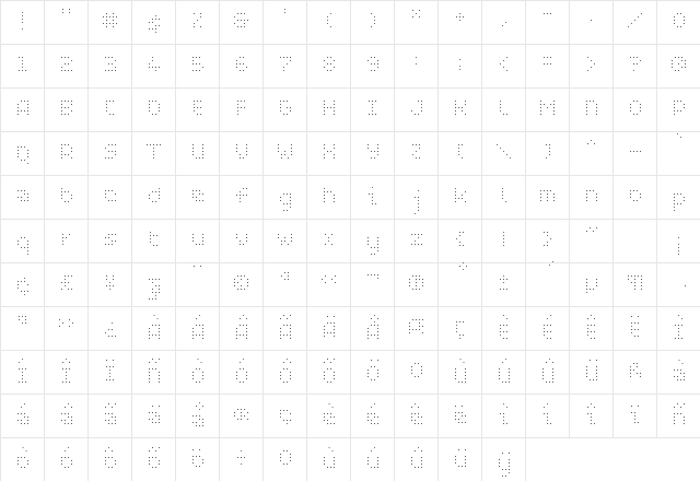 WC PIXHOLE Thin Bta Regular  glyph index
