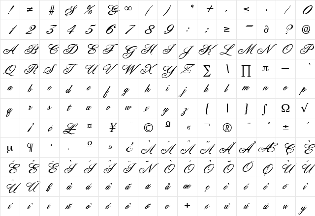 Yorkshire DB Medium  glyph index
