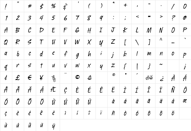 Aspire Regular  glyph index