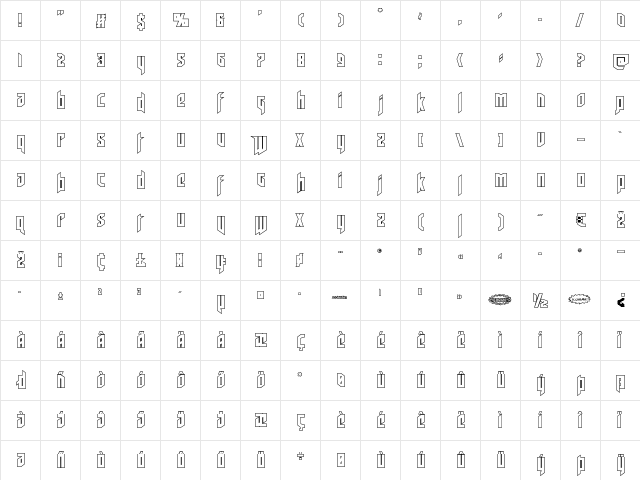 Deathshead Outline Regular  glyph index