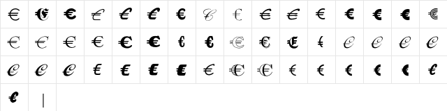 EuroDecoEF One  glyph index