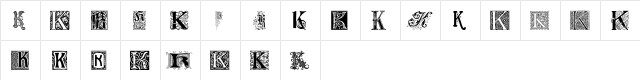 Ornamental Initials K Regular  glyph index
