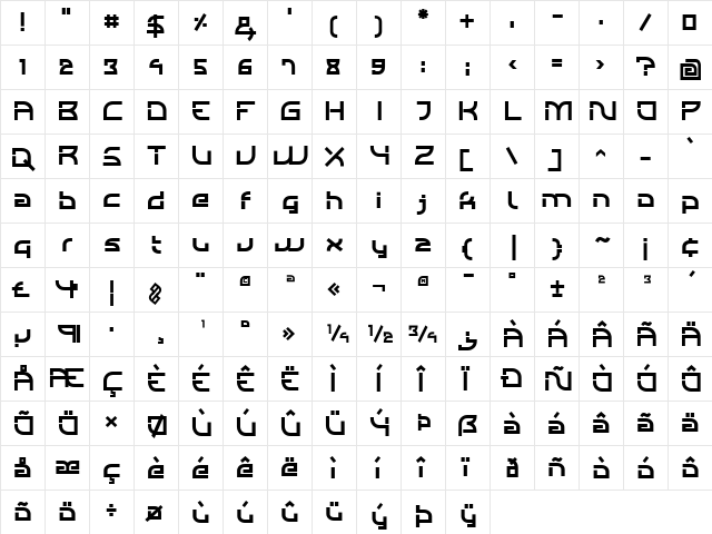 Individigital DemiBold  glyph index